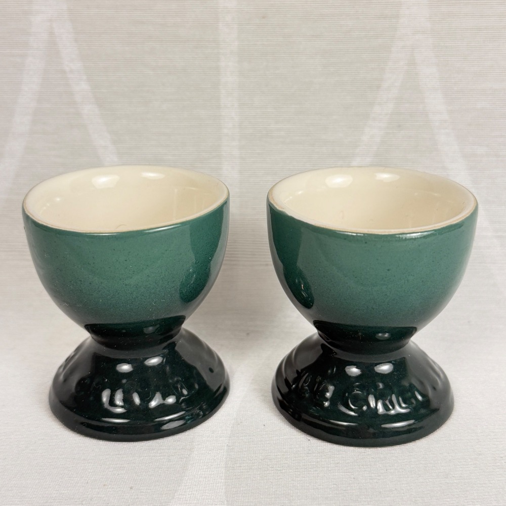 Le Creuset Stoneware Egg Cup Set of 2 Ombre Green Forest Cream Interior